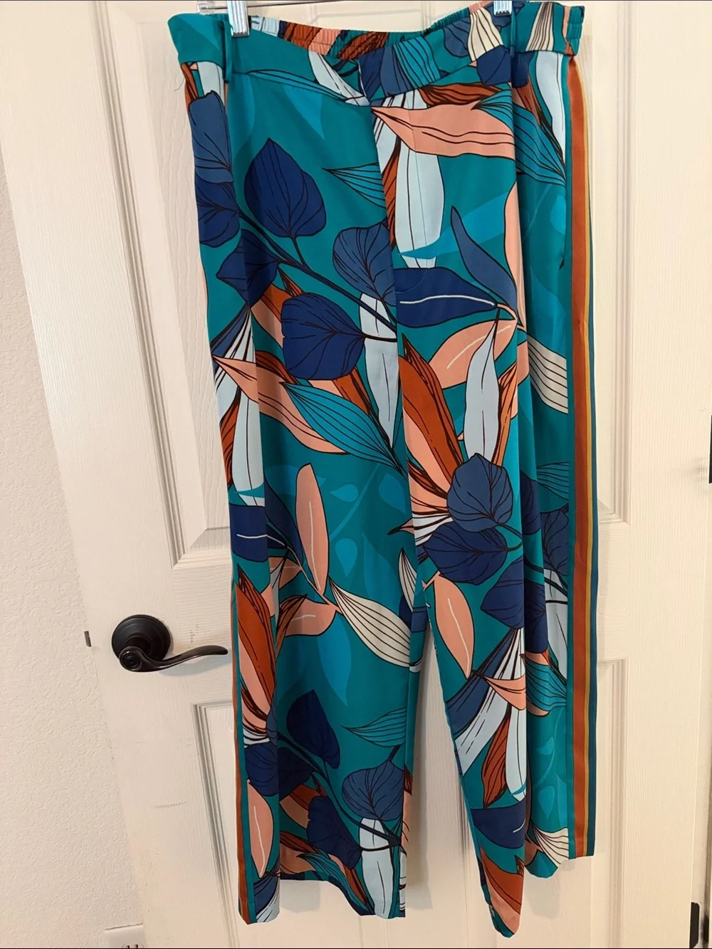 Nine West Teal Floral Wide-Leg Pants